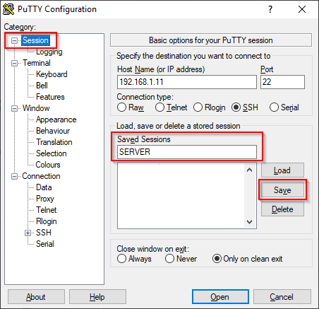 Public Key Authentication - PuTTY Configuration - Session